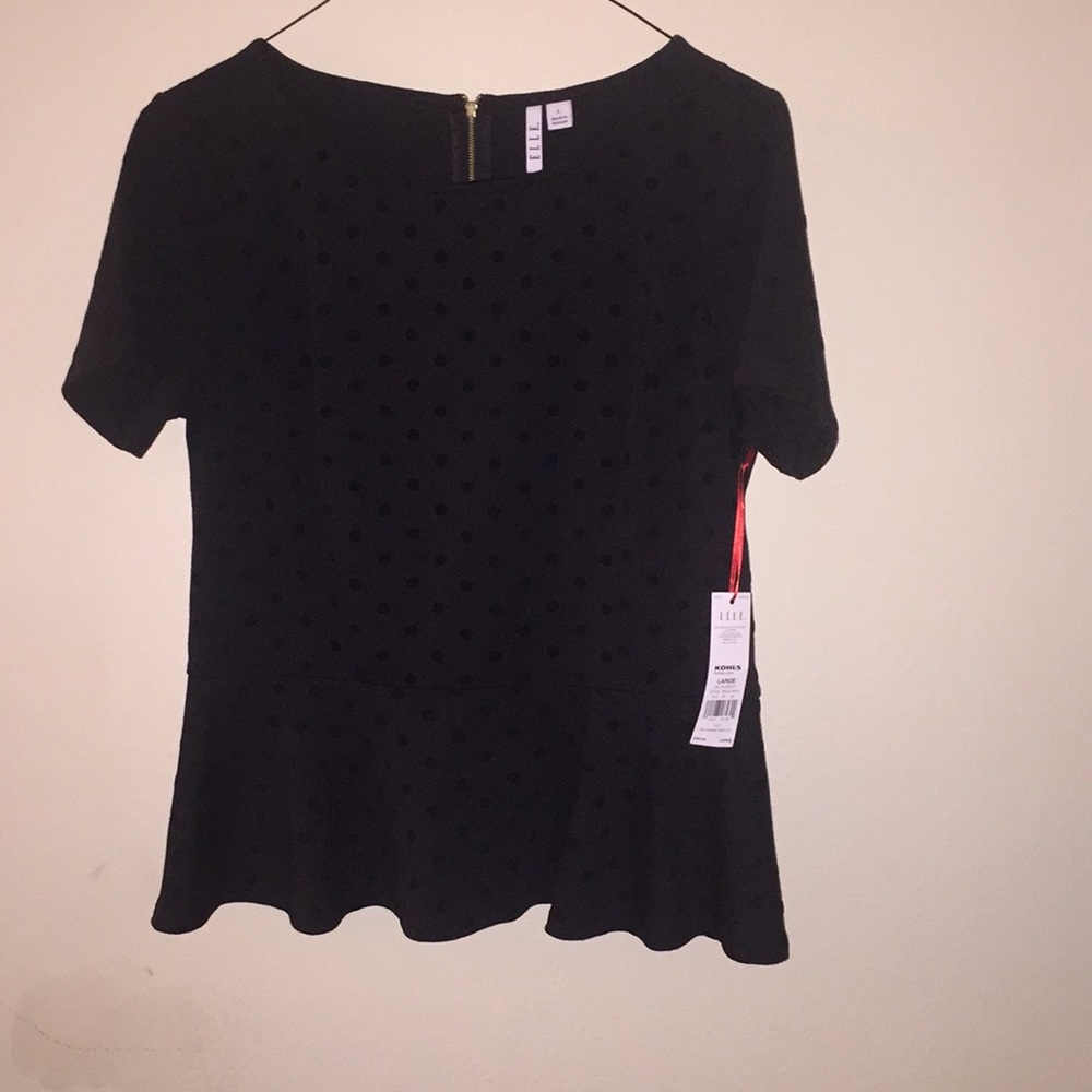 Black polka dot peplum top